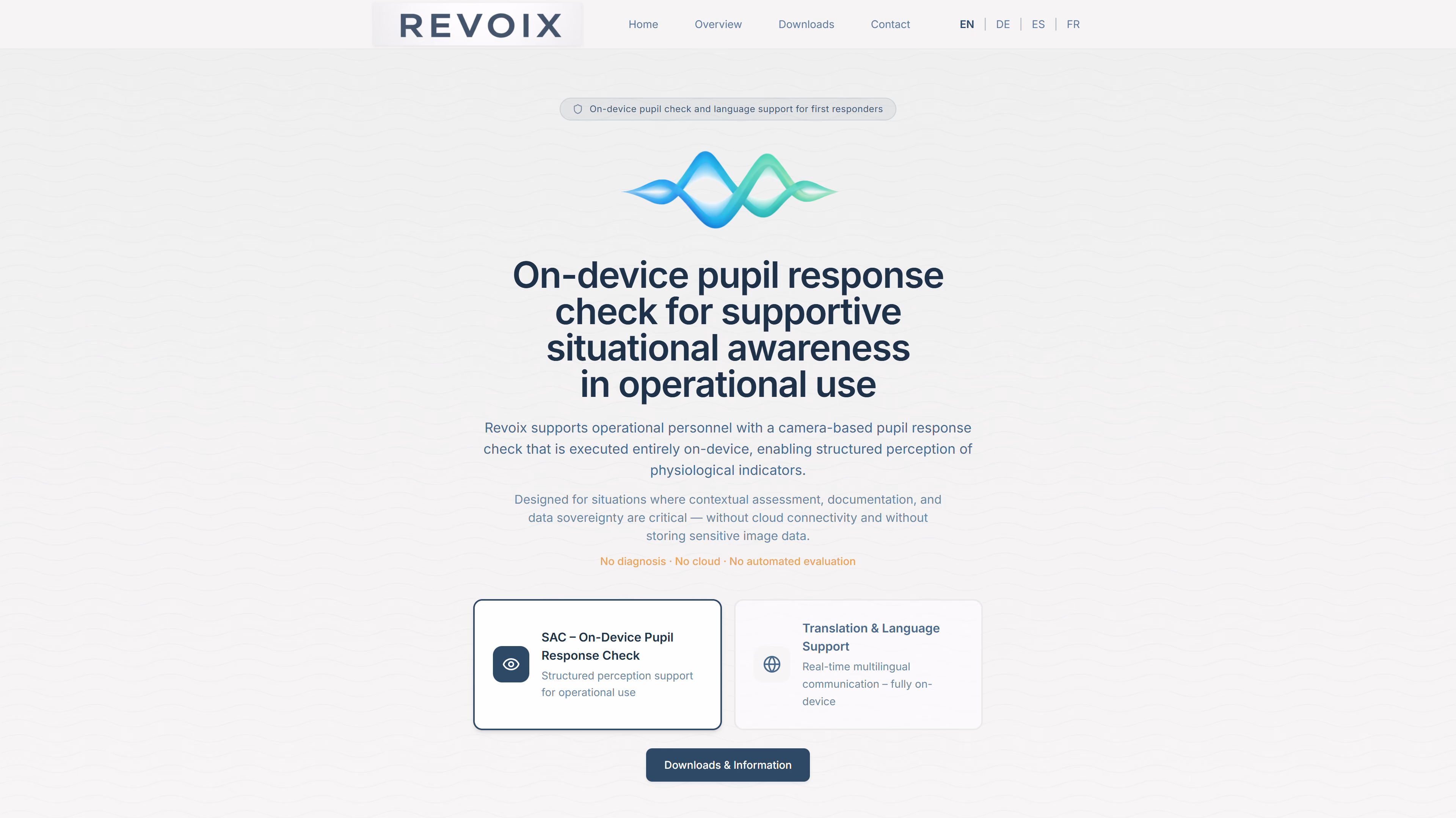 The Revoix product site rendered on desktop.