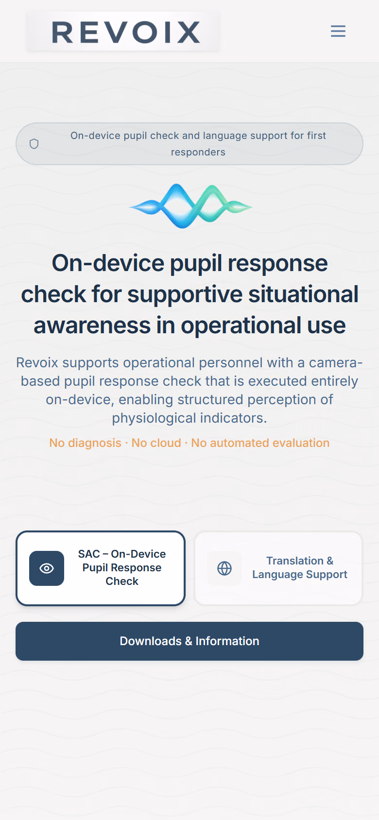 The Revoix product site rendered on a phone.